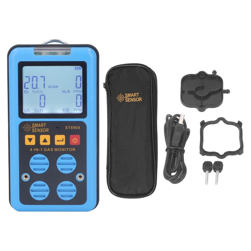 Gas Tester Accurate Measurement Rechargeable Gas Detector 3 Alarm Modes Short Response Time 4 in 1 for Agriculture