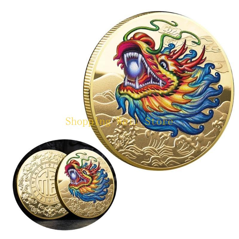 KX4B 2025 Chinese New Year Collectible for Dragon Year Souvenir Plated Coin Metal Lucky Ornament