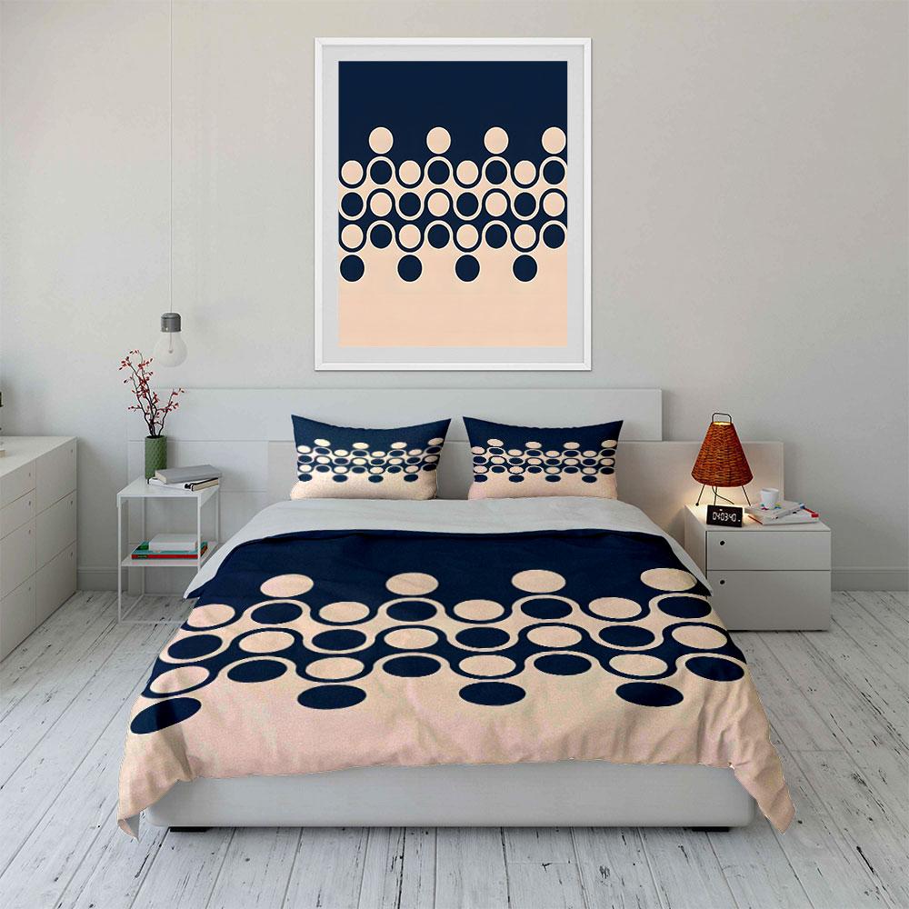 Minimalist Geometric Circular Pattern Duvet Cover Set With 3D Printing Design Soft Polyester Bedding Set All-Season Comfort