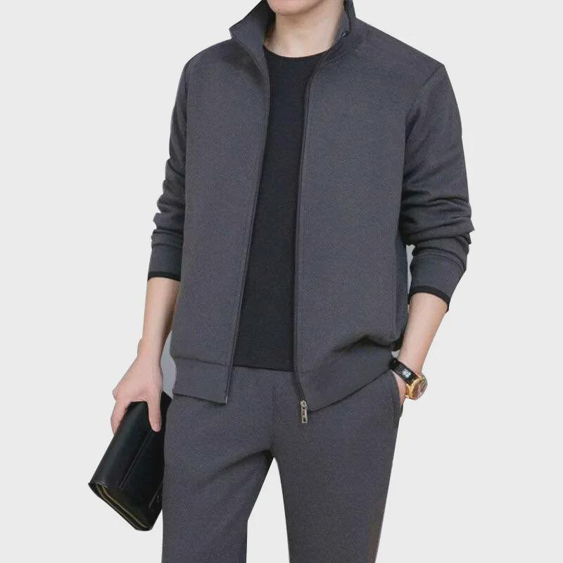 Combinaison de sport décontractée épaisse pour hommes d'âge moyen et âgés - Velours renforcé, deux pièces, grande taille, printemps et automne