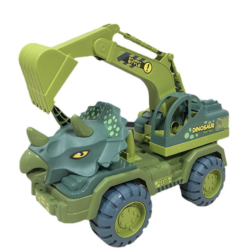 Children's Large Inertial Toy Excavator & Dinosaur Transporter