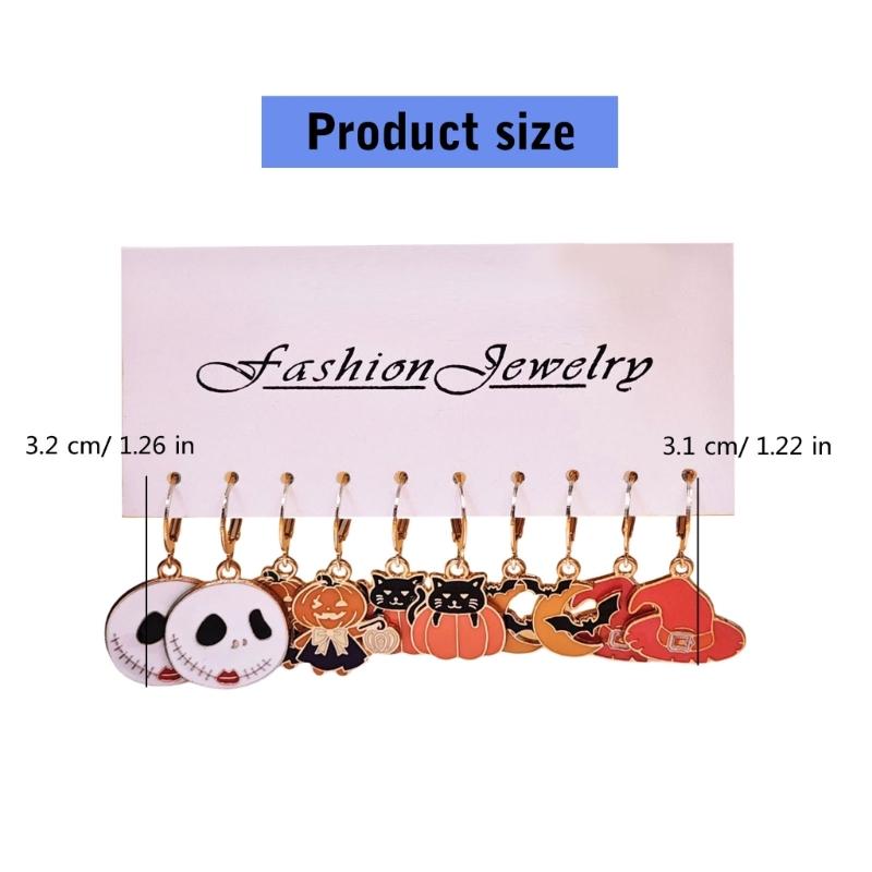 Fashionable Halloween Pumpkin Black Cats Dangle Earrings Festival Charm Syurdy Alloy Jewelry Accessory for Parties