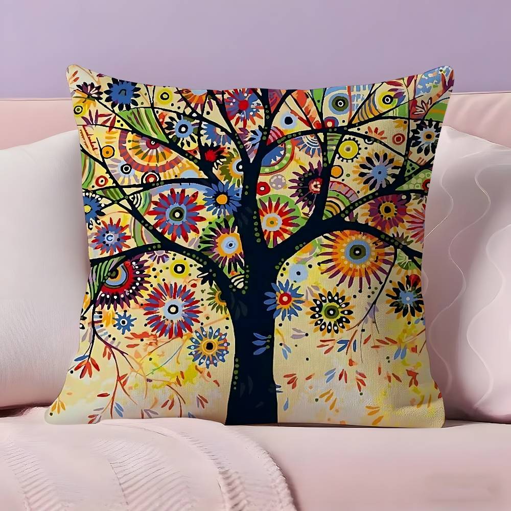 Colored Tree Pillow Case  Ultra Soft Skin Friendly Fabric Cloud Like Comfort & Concealed Zipper