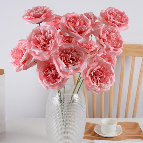 3 Köpfe Blühende Künstliche Rose 26" Realistisches Langes Stiel Faux Seide Rosenstrauß für DIY Hochzeitsstrauß Hotel Zuhause Tischvase Dekor Floral