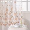 1PC Orange Flower Printed White Tulle Curtains for Bedroom Window Screen Panels Sheer Living Room Kitchen Home Decor
