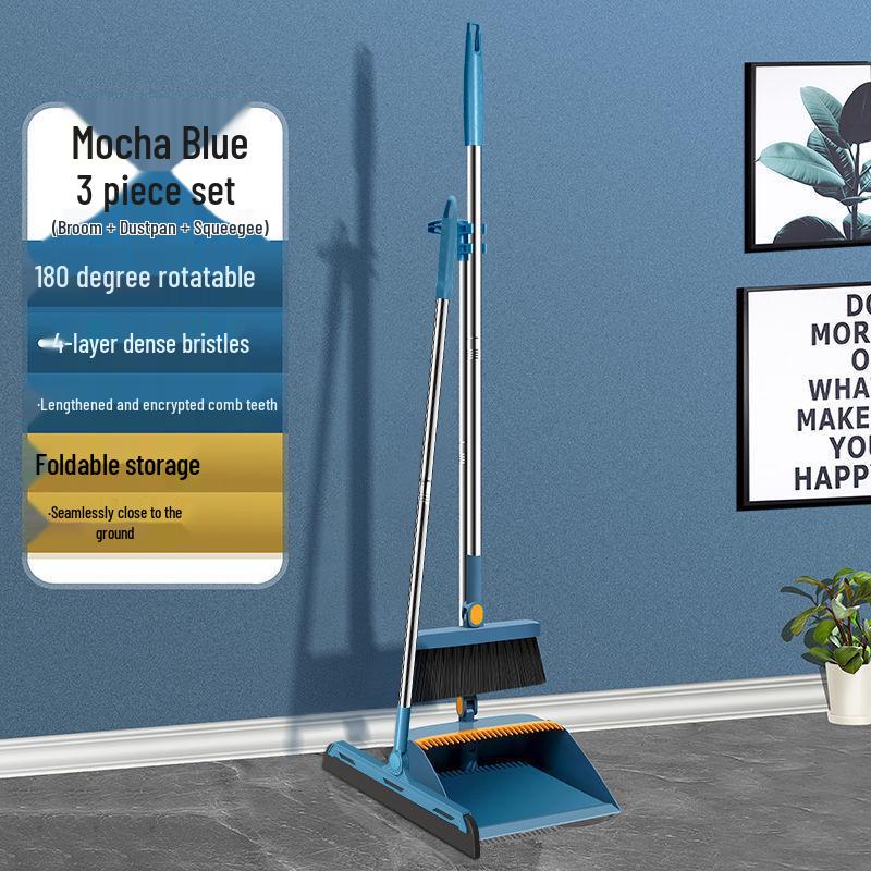 Li Lin High-Quality Non-Stick Broom & Dustpan Set with Squeegee for Hair.