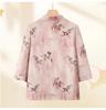 2026 Summer Women's Stand-up Collar Seven-Sleeve Chinese Style Top for Middle-Aged & Elderly