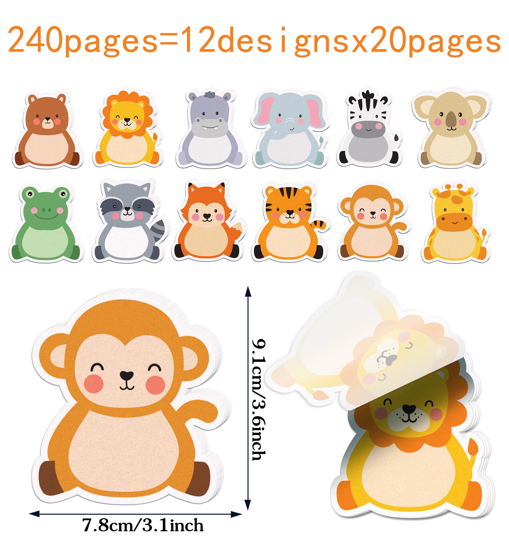 

240Pages Cartoon Jungle Animal Memo Pads Set Refrigerator Sticky Notes Stationery Label Notepad Self-Adhesive Memo Book Supplies