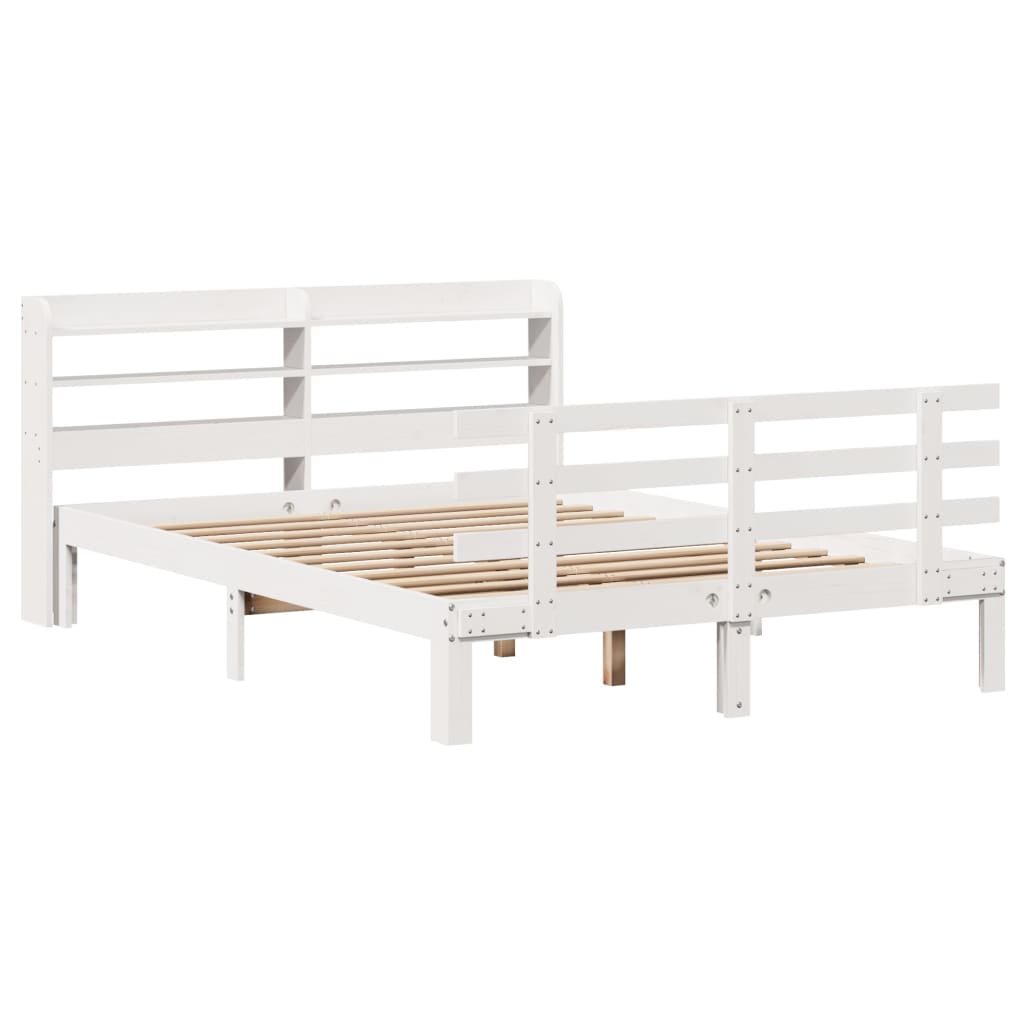 Bed Frame with Headboard without Mattress White 150 x 200 cm