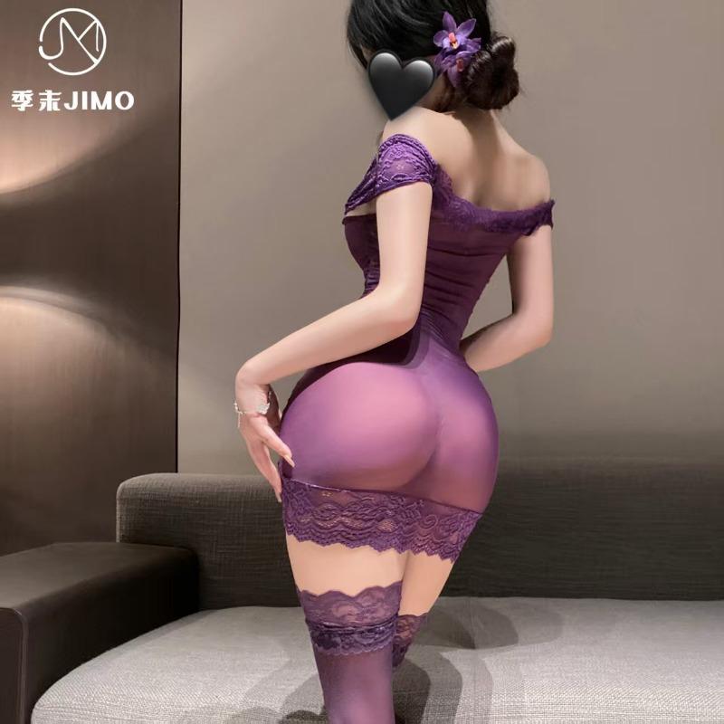 Sexy underwear Sexy splicing lace bow perspective slim fit hip skirt pure temptation