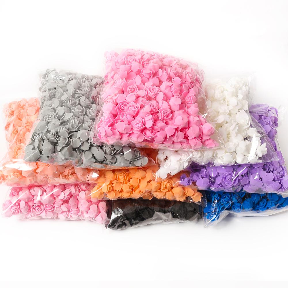 500Pcs Rose Artificial Flower Head 3cm Mini PE Foam Fake Flowers for Home Decor Handmade DIY Party Wedding Decoration Gifts