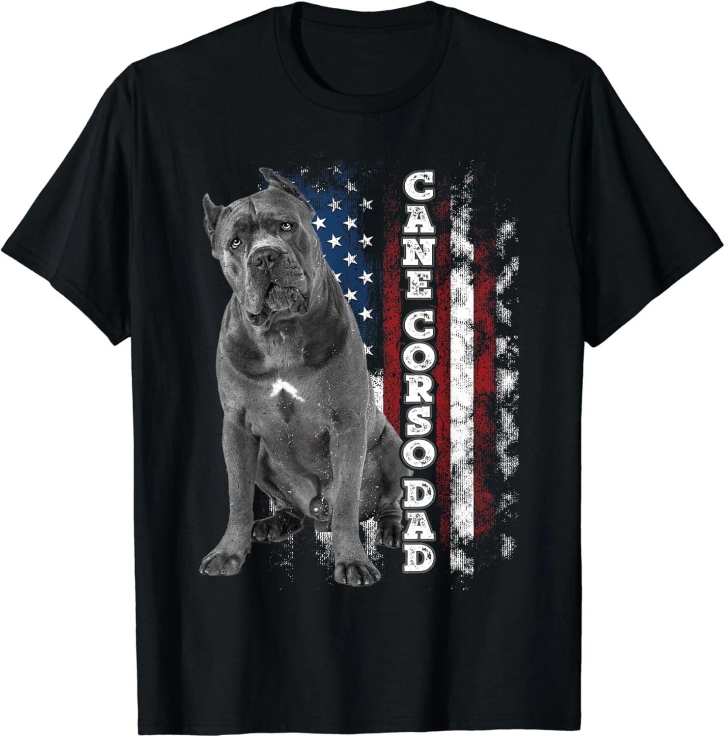 

Cane Corso Dad_ Dog Owner Italian Mastiff USA American Flag Gift Unisex T-Shirt XL