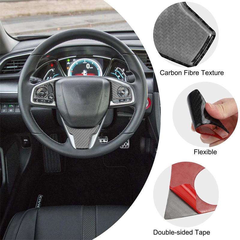 Carbon Fiber Steering Wheel Button Switch Panel Trim Cover Car Decoration Accessories For Honda Civic 10Th Fc/Fk 2016-2019