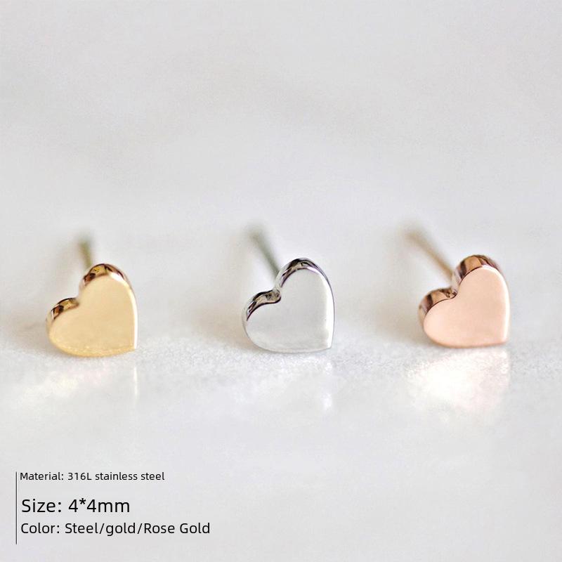 Kolczyki eManco Korean Love: Prosty, pozłacany damski dodatek ze stali nierdzewnej