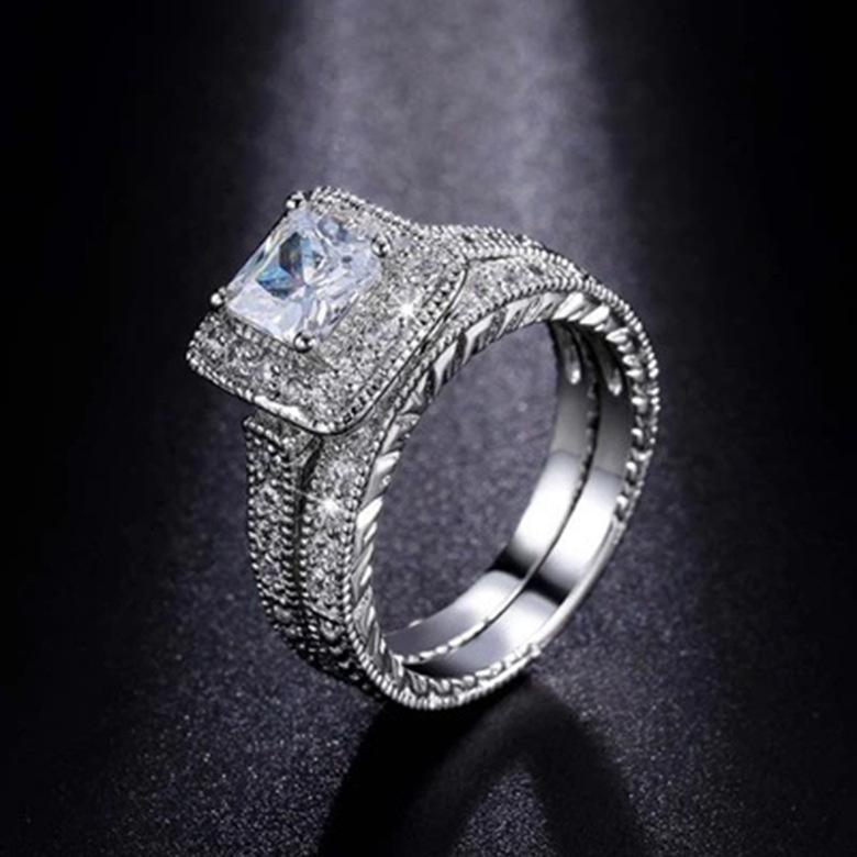 Real 18k Gold Diamond Ring for Women To Couple Rings 2pcs Gemstone Anillos De Wedding Diamante Engagement Jewelry Fine Ring Box