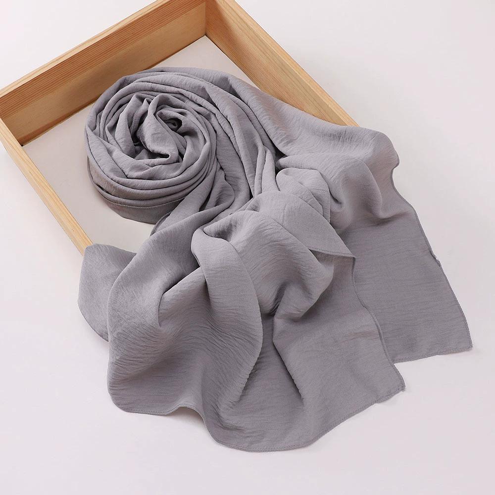 Malaysia Muslim Hijab Wrinkle Plain Long Shawl Islamic Headscarf Wraps For Women Female Foulard