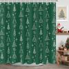 Green Christmas Tree Shower Curtain Cute Green White Xmas Pine Bath Curtain for Christmas Bathroom Decor Waterproof FabricWinter