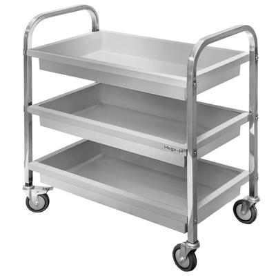 Stainless Steel 3-shelf Deep Mega-M Serving Trolley W-85 Cm D-45 Cm H-90 Cm N