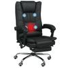 Fauteuil de Massage Fauteuil de Bureau avec Fonction Massage, incl. Repose-pieds, Réglable en hauteur, 64 cm x 70 cm x 118 cm, Noir