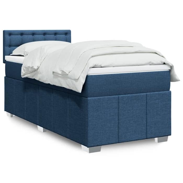 VidaXL Slatted Bed Base with Mattress Blue 90x200 Cm Fabric 3286971