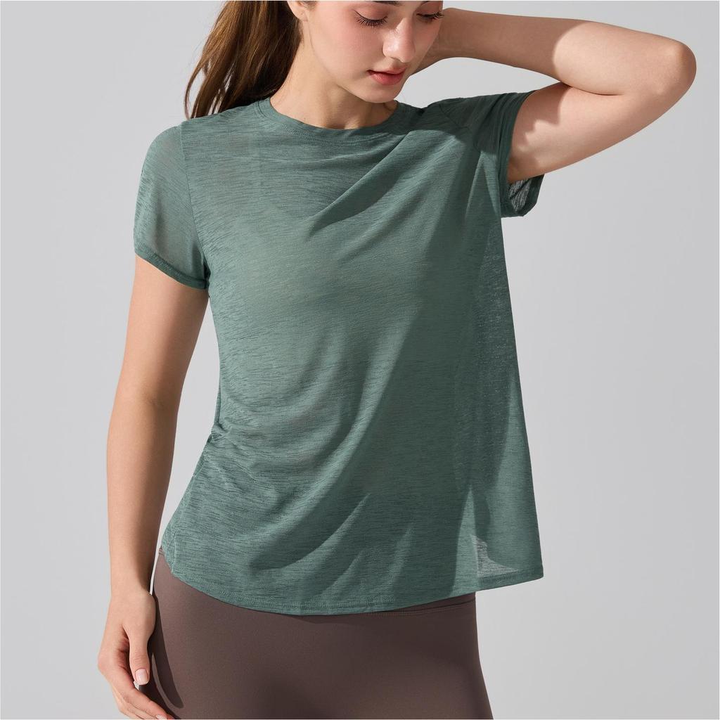 T-shirt da Yoga da Donna Traspirante con Schiena Vuota - Manica Corta Leggera per Danza, Fitness e Corsa