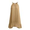 Spring Summer Sleeveless Pleated Halter Vacation Dress for Women