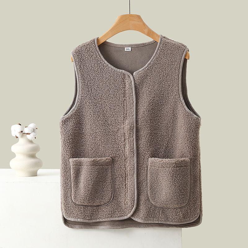 

Lamb Wool Vest Vest Women s Fur Integrated Outer Wear 2023 Autumn and Winter Loose Vest Waistcoat All-Matching Warm Outwear Shallow coffee 3XL (57.50 kg-65.00 kg
