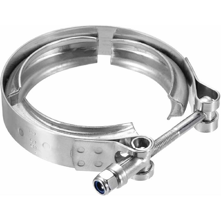 HARFINGTON V Band Clamp 1.5 Inch 304 Stainless Steel V-Band Bolt Clamp for Exhaust Systems Downpipe Exchange Car Accessories, Silver