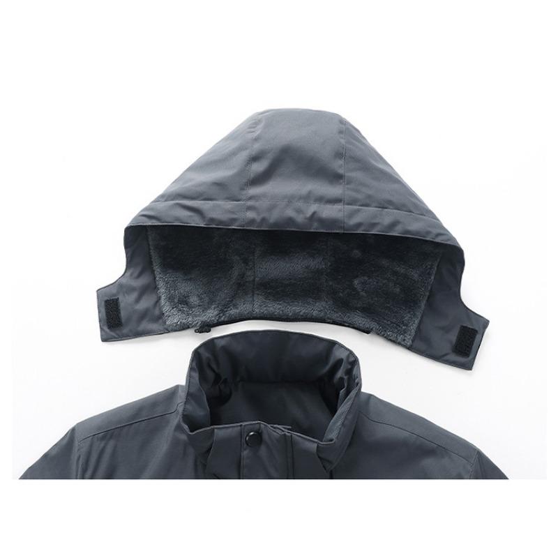Autumn and Winter Outdoor Mountaineering Jacket Plus Velvet Thickened Polar Fleece Men's Sports Snow Warm Hooded