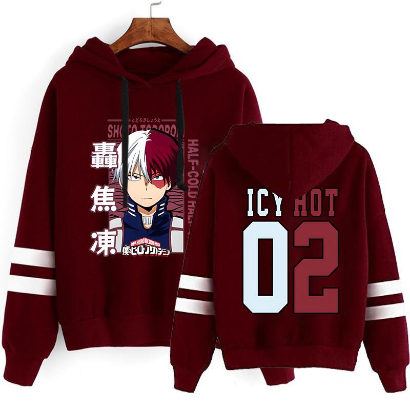 New Anime Todoroki Shoto Print Hoodie Women Men Casual Tops Autumn And Winter Sweatshirts Stripe Long Sleeve Harajuku Pullover