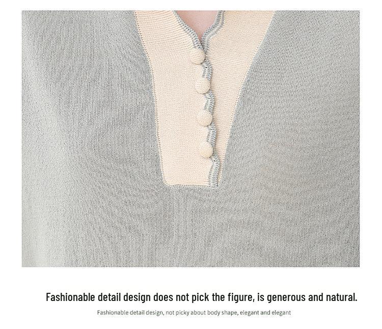 2026 Stylish Ice Silk Knit Lapel T-Shirt for Middle-Aged and Elderly Moms - Summer Short-Sleeve Top