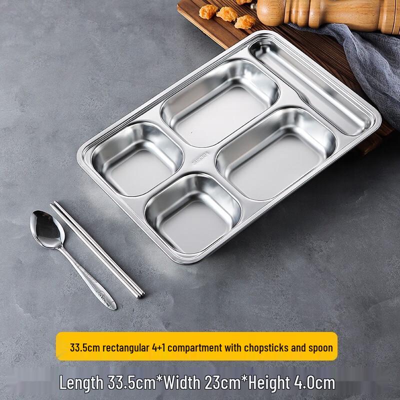 304 Stainless Steel 5-Compartment Lunch Tray