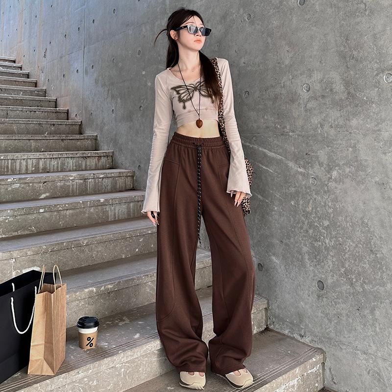 Banana Pants Women's Lazy Style Autumn High Waist Loose Straight Wide-leg Pants Sweatpants Small Mopping Casual Trousers