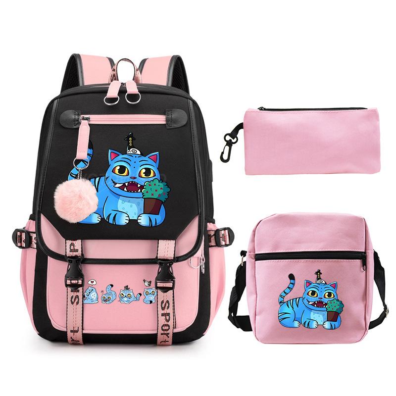 Animation Cartoon With High Value Schoolbag, Primary And Secondary School Students Leisure Backpack, Pencil Bag Set