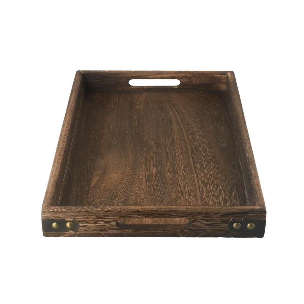 Practical Wooden Serving Tray And Elegant Coaster Set For Dining Area