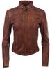 Women's Real Leather Jacket (CRD9) - Brown