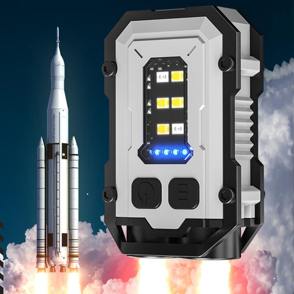 High Bright Mini Keychain Flashlight Powerful Cap Clip Light USB Rechargeable Power Display LED Work Light for Emergency Camping