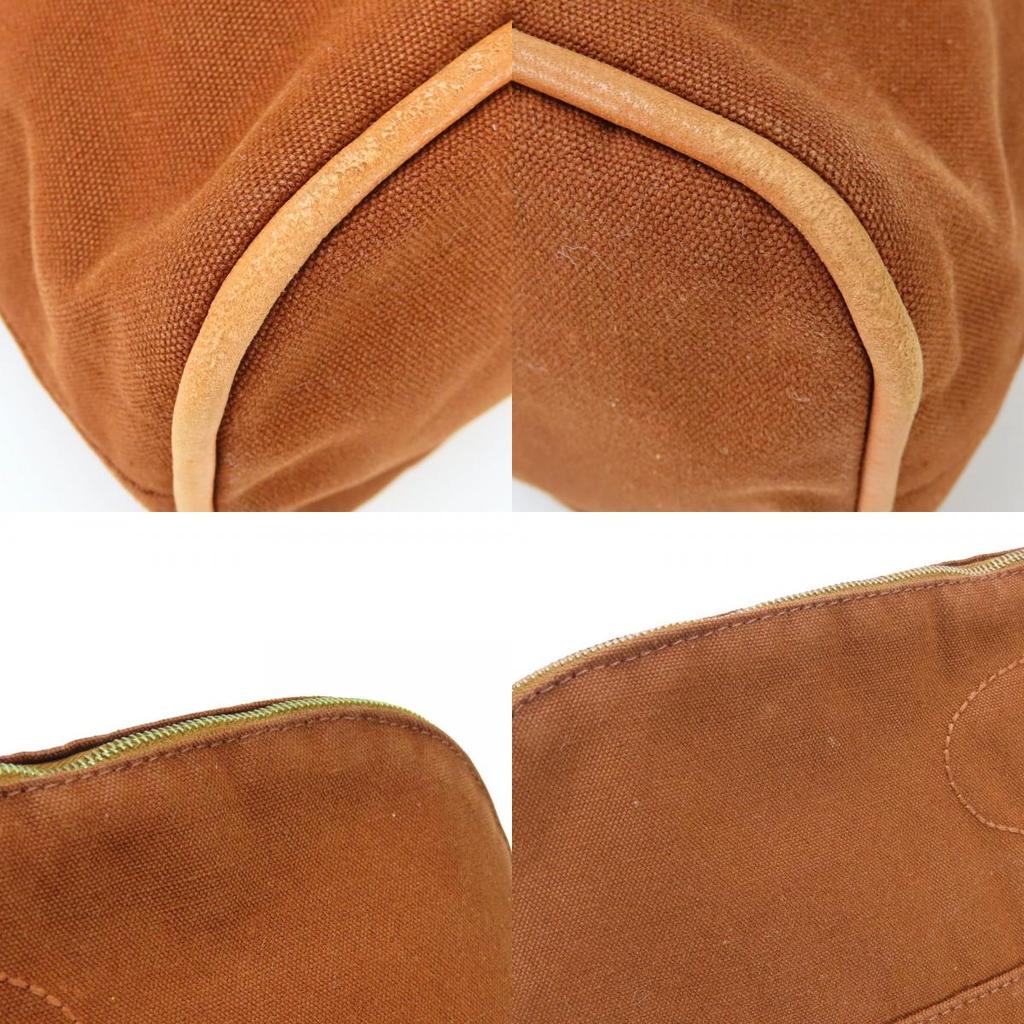 Used HERMES Pouch Bored Pouch TGM Cotton Brown Brown Accessory Case