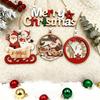 Christmas Ornament Wooden Hanging Santa Snowman Merry Christmas Decor Wood Red Xmas Tree Ornament for Holiday Home Decor
