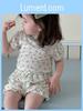 Adorable Summer Girls Two Piece Outfit Set Soft Breathable Cotton Pajama Shorts