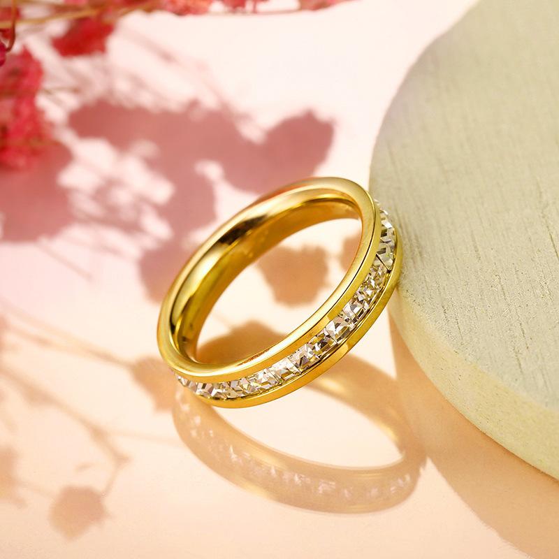 Klare Weiße Steine Hochzeit Damenring Edelstahl 1 und 2 Reihen Bling Zirkon Mode Partnerring Damen Schmuck