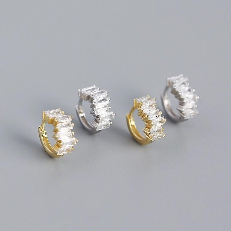 Fashion Jewelry 18K Gold Plated 925 Sterling Silver Simple Luxury Zircon Hoop Earring for Women Silver Earring Factory
