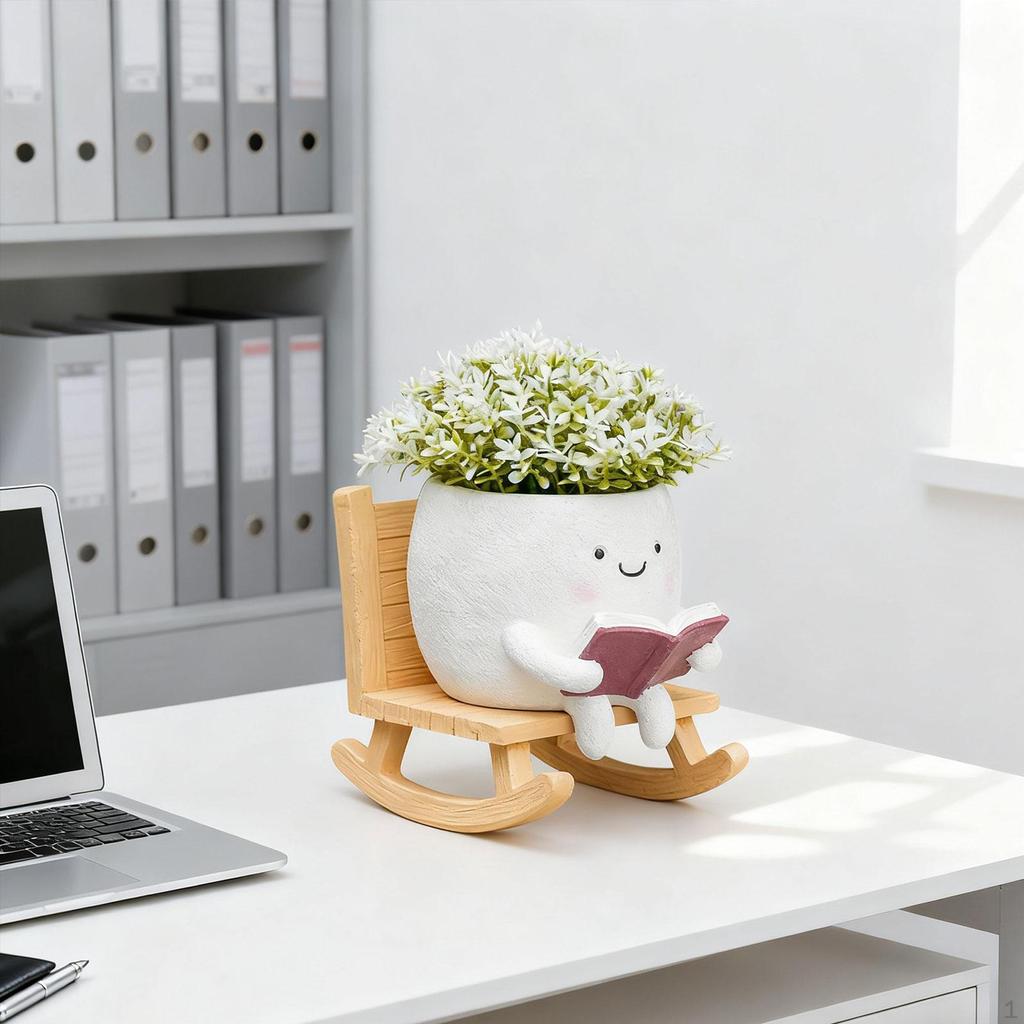 Smily Face Planter Pot Flowerpot Christmas Gift Flower Resin Head Planters for Balcony