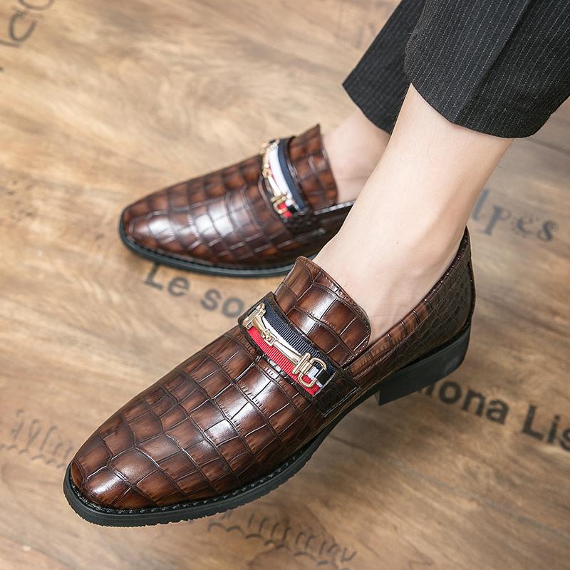 Designer Leather Brand Luxury Men Casual Formal Office Bussiness Dress Brown Black Loafers Mens Moccasins Italian Wedding Shoes