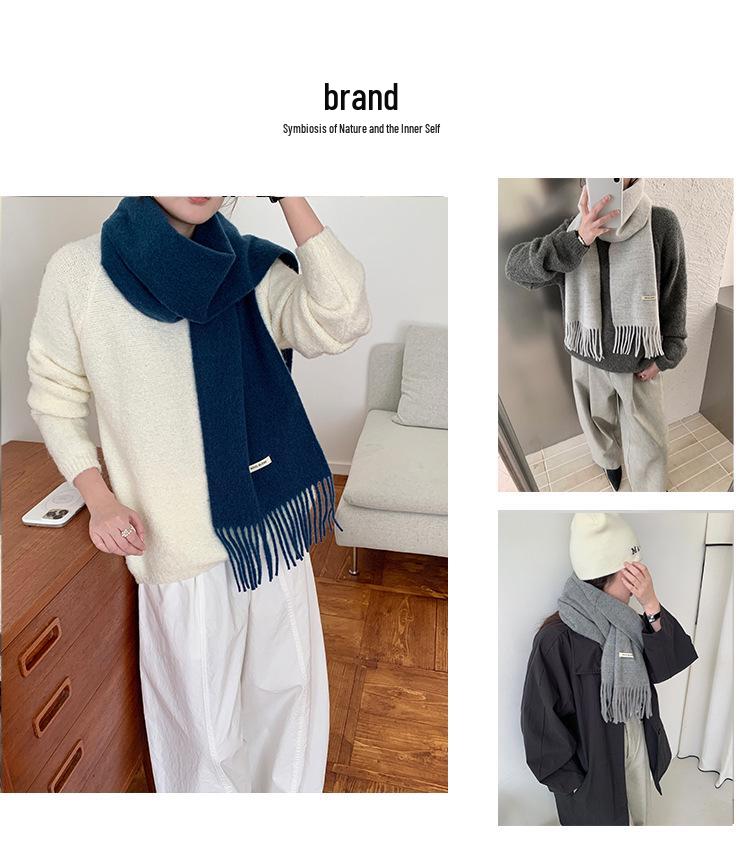 Women's Wool Blend Tassel Scarf - Versatile Korean Style Fashion for Autumn/Winter