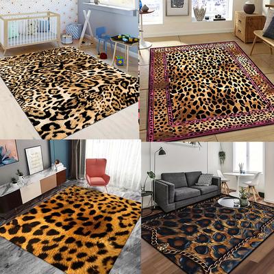 1 pz Tappeto Leopardo Vintage Semplice Soggiorno Tappetino da Pavimento Tappeto Lavabile in Lavatrice Poliestere Antiscivolo Zerbino per Camera da Letto Ingresso
