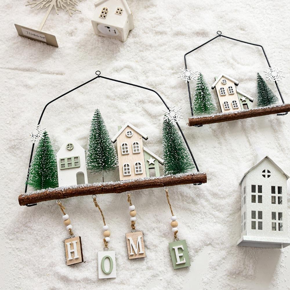 Wooden Christmas Tree Santa Claus Drop Ornaments Pendant Elegant Xmas Home Door Decoration New   Party Supplies