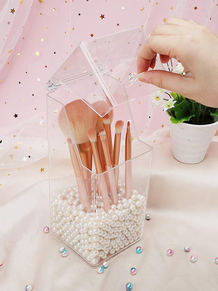 Transparent Acrylic Makeup Brush Holder Makeup Organizer Cosmetic Holder Pencil Lipstick Desk Container Table Makeup Storage Box