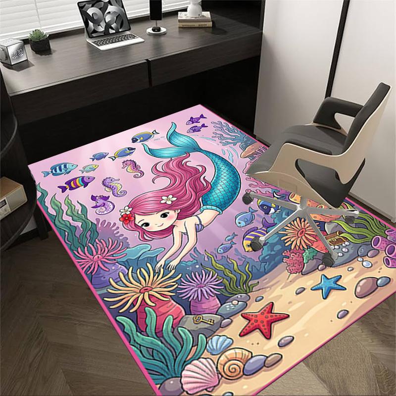 

1PC Mermaid Fishes Non-Slip Floor carpet, Office, family, bedroom, Studio - Large Area Rug, Vibrant Colors, Longlasting Material-X433 60cm by 90cm