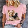 Polyester 100% Cute Yorkshire Terrier Puppy Graphic Women T-Shirt Yorkie Dog Pet Lover Print Short Sleeve Casual Summer Tee